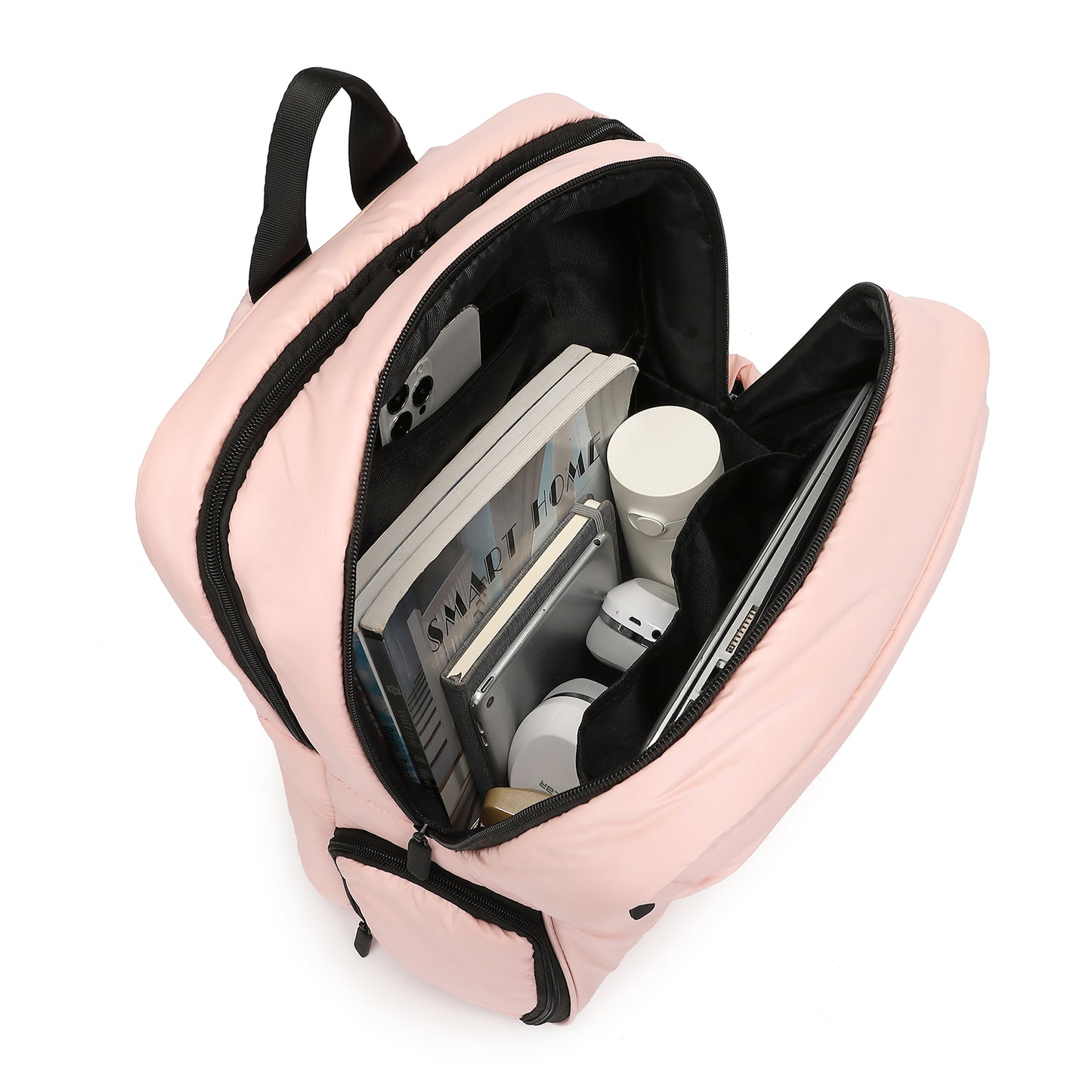 Multi colors Laptop Backpack, Travel Laptop Backpack for Women, Puffy Quilted Casual Daypack, Water-Resistant Bookbag for 15.6 Inch Laptop with shoe compartment.