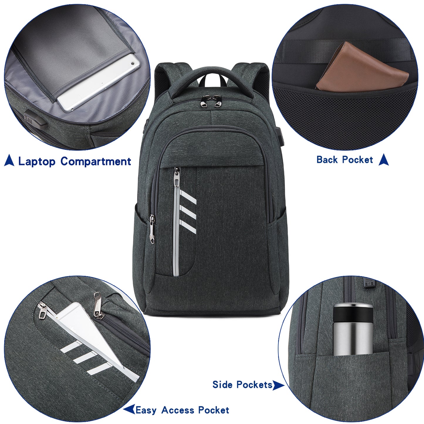 Backpack Bookbag for College Sturdy Travel Business Hiking Fit Laptop Up to 15.6 Inch Multi Compartment Gifts for Men Women Night Light Reflective