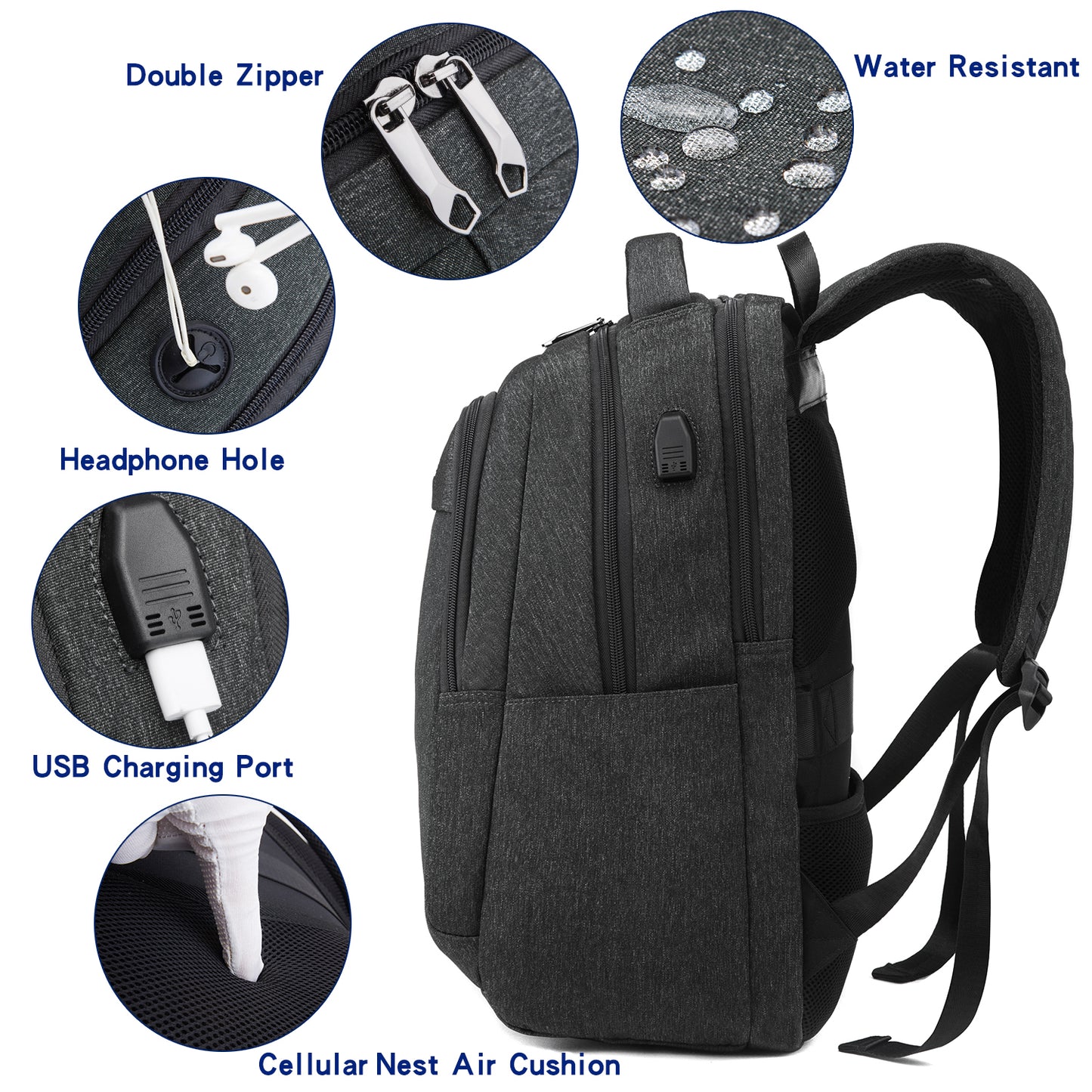 Backpack Bookbag for College Sturdy Travel Business Hiking Fit Laptop Up to 15.6 Inch Multi Compartment Gifts for Men Women Night Light Reflective