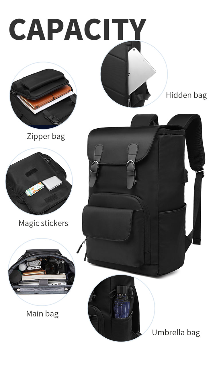 Travel Laptop Backpack, Business Anti Theft Slim Sturdy Laptops Backpack with USB Charging Port, Water Resistant Fits 15.6 Inch