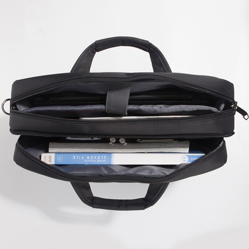 Hotsir Basics Compact Laptop Shoulder Bag Carrying Case with Strap and Zippered Accessory Pocket, Black
