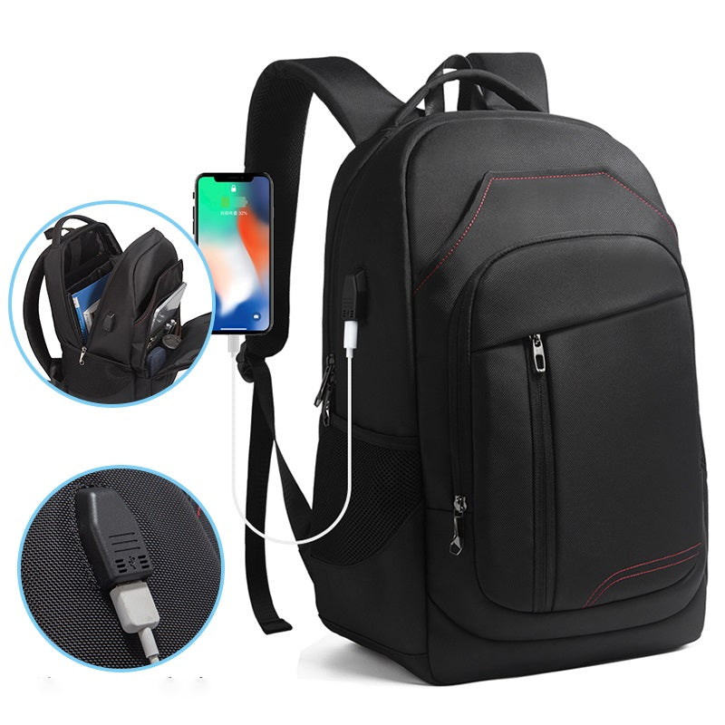 Black Backpack, Laptop Backpack 15.6 Inch Mens Rucksack 3 sizes Work School Bag with USB Charging Port Waterproof Day pack for Business Travel College...