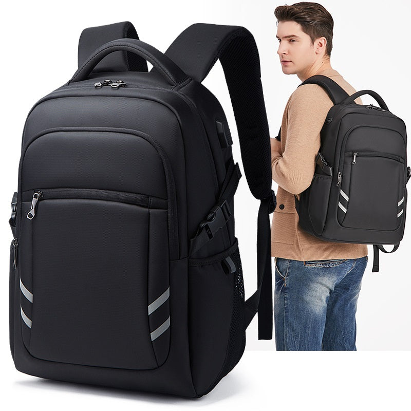 30 L Large size Black Backpack for School, College, and Travel: Water Resistant Bookbag with USB charge port