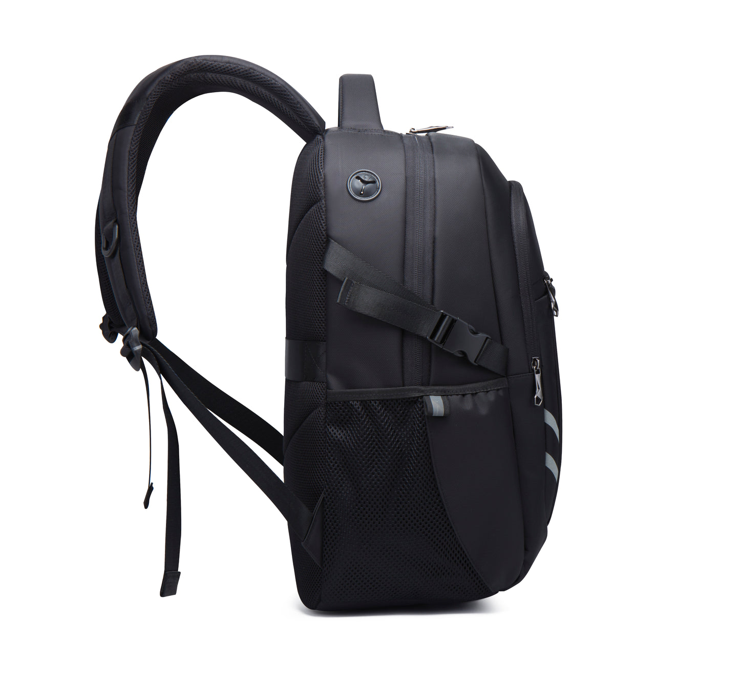 30 L Large size Black Backpack for School, College, and Travel: Water Resistant Bookbag with USB charge port