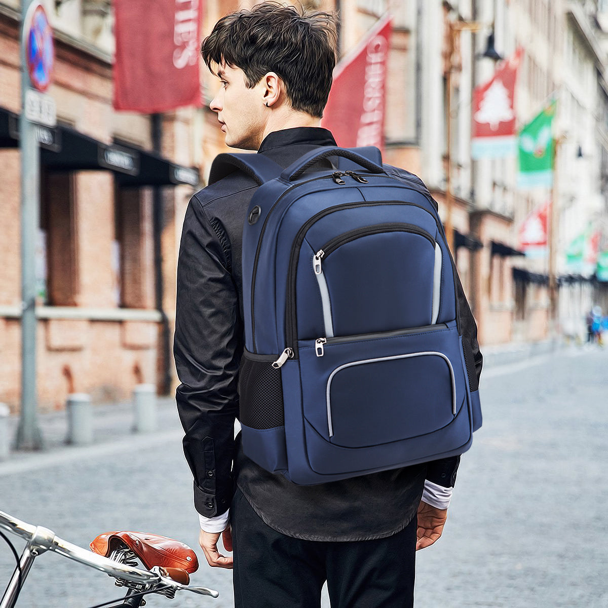 Large Backpack 37L, 17 Inch Travel Laptop Backpack Water Resistant Work Bag with USB Charging Port,