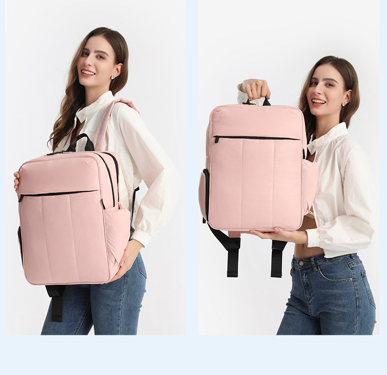 Multi colors Laptop Backpack, Travel Laptop Backpack for Women, Puffy Quilted Casual Daypack, Water-Resistant Bookbag for 15.6 Inch Laptop with shoe compartment.