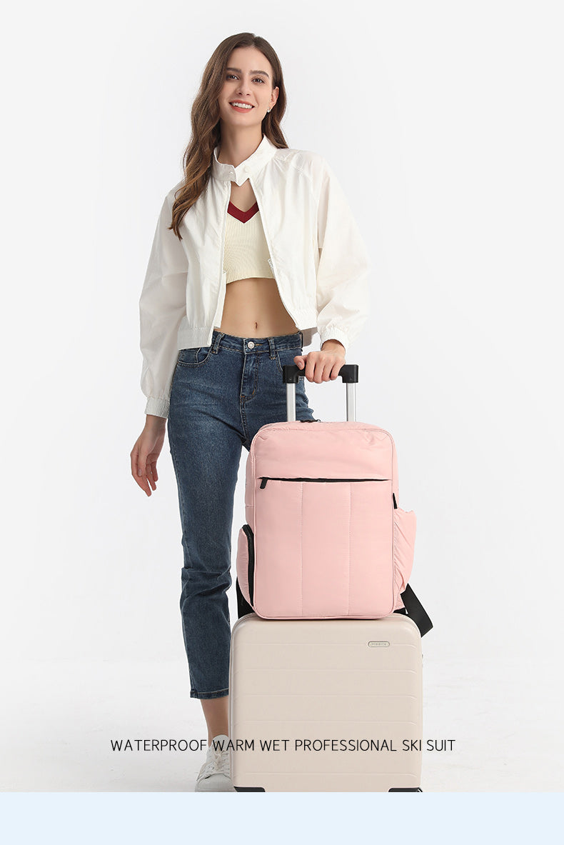 Multi colors Laptop Backpack, Travel Laptop Backpack for Women, Puffy Quilted Casual Daypack, Water-Resistant Bookbag for 15.6 Inch Laptop with shoe compartment.