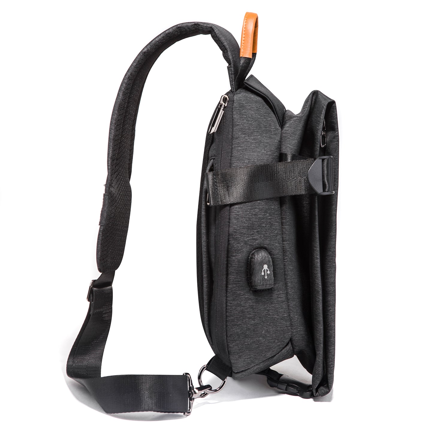 Large capacity Crossbody Sling Backpack Sling Bag Travel Hiking Chest Bag Daypack with USB charge port.