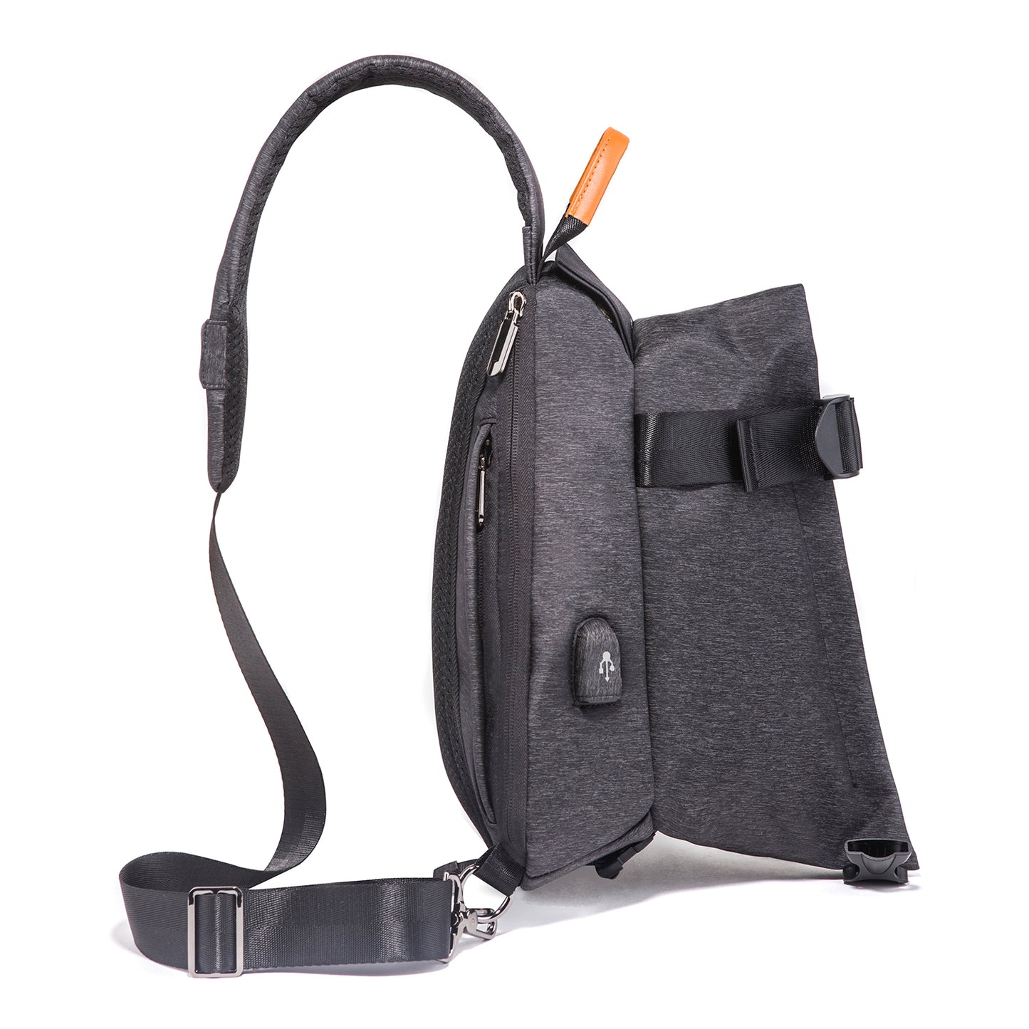Large capacity Crossbody Sling Backpack Sling Bag Travel Hiking Chest Bag Daypack with USB charge port.