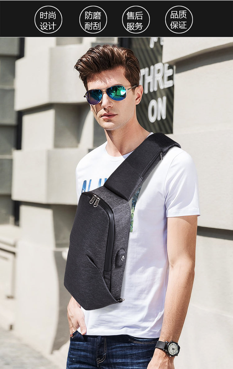 Large Sling Bag Chest Shoulder Backpack Crossbody Bags Casual Daypack for Men Women with USB chrge port