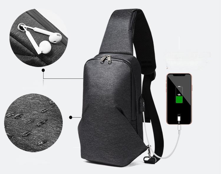 Large Sling Bag Chest Shoulder Backpack Crossbody Bags Casual Daypack for Men Women with USB chrge port
