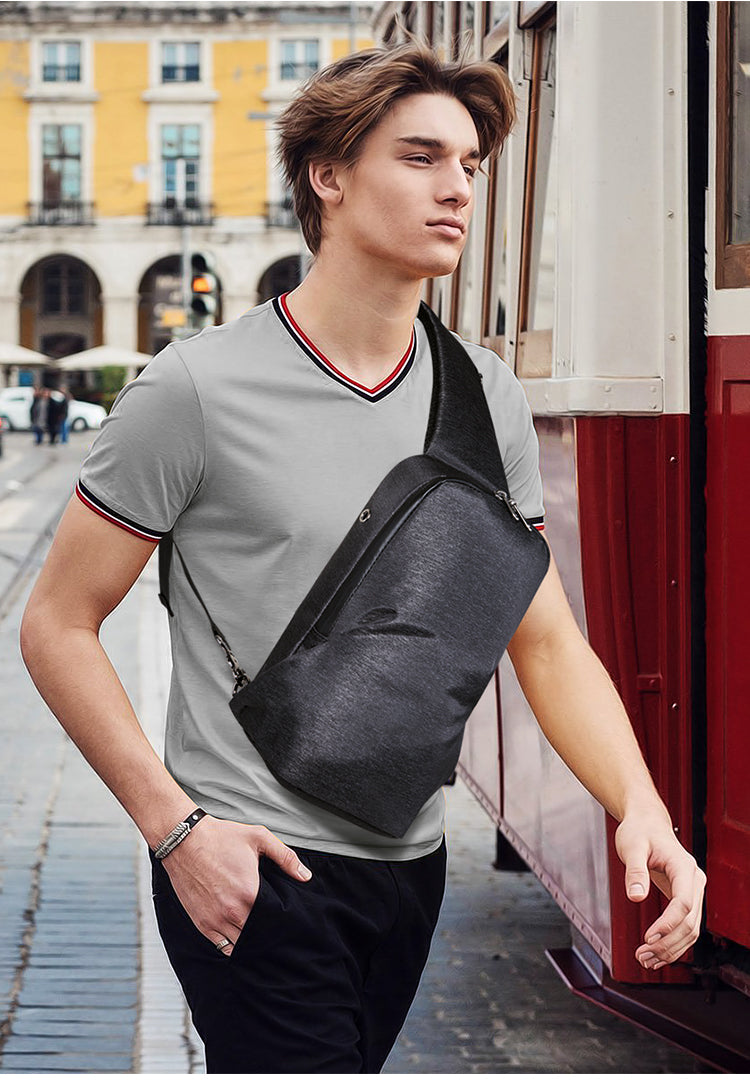 Large Sling Bag Chest Shoulder Backpack Crossbody Bags Casual Daypack for Men Women with USB chrge port