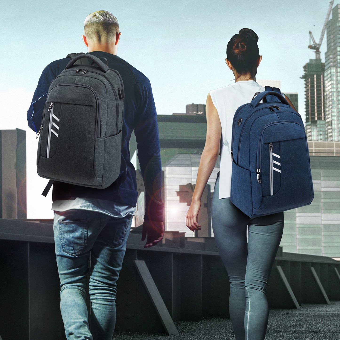 Backpack Bookbag for College Sturdy Travel Business Hiking Fit Laptop Up to 15.6 Inch Multi Compartment Gifts for Men Women Night Light Reflective