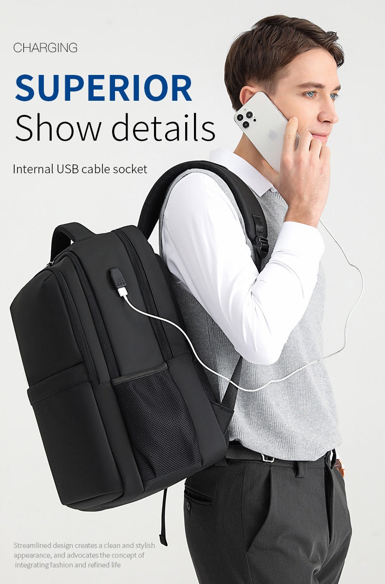 Travel Laptop Backpack, Work Bag Lightweight Laptop Bag with USB Charging Port, Anti Theft Business Backpack, Water Resistant School Rucksack for Men and Women, Fits 15.6 Inch