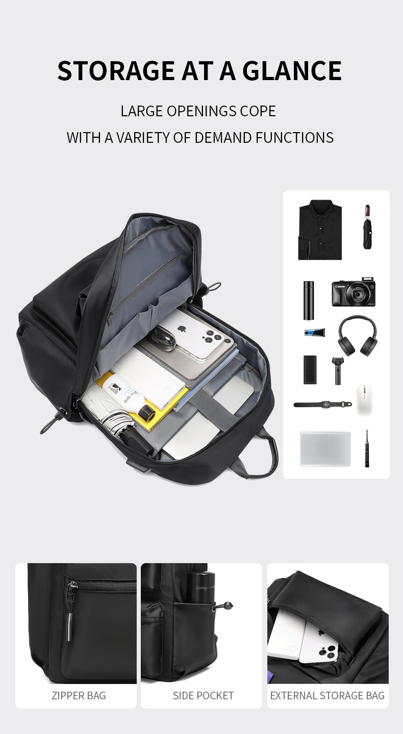 17 Inch Travel Laptop Backpack,  for Men with USB Charger Hole & Luggage Sleeve,Water Resistant College School Bag Bookbag for Men