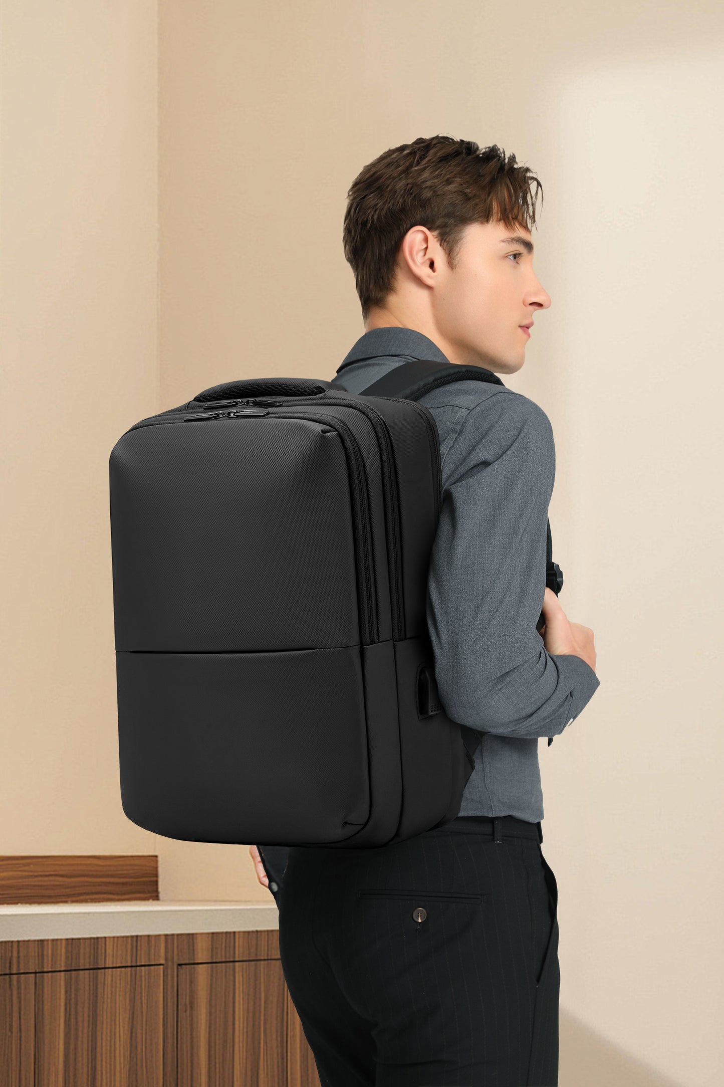 Laptop Backpack for Men Women, School Backpacks for Boys Girls,Water Resistant Black Backpack with USB Charging Port,15.6 Inch College Bookbag Daypack