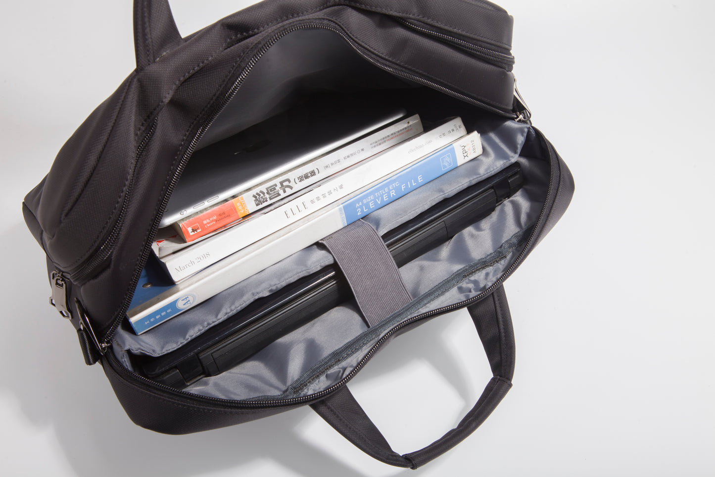Hotsir Basics Compact Laptop Shoulder Bag Carrying Case with Strap and Zippered Accessory Pocket,  Black