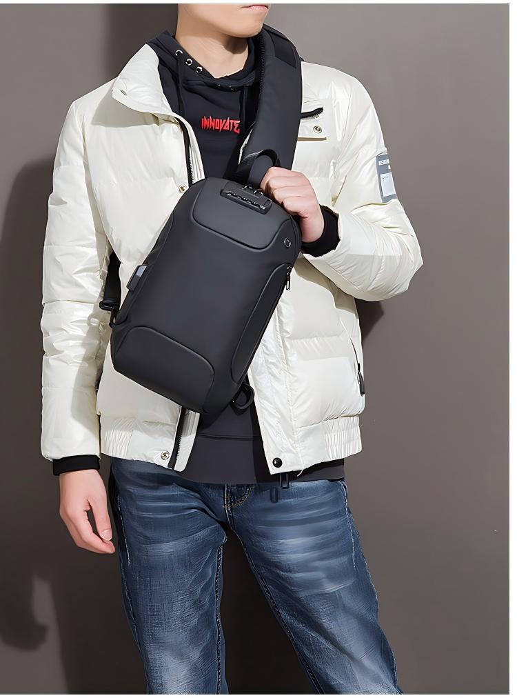 Sling Bag for Men Anti-theft USB Crossbody Shoulder  Waterproof Chest Bag Travel Daily Use