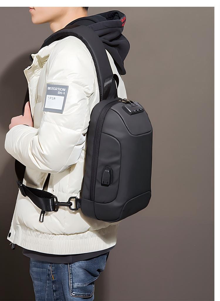 Sling Bag for Men Anti-theft USB Crossbody Shoulder  Waterproof Chest Bag Travel Daily Use
