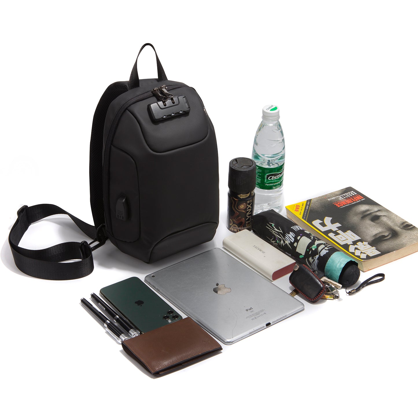 Sling Bag for Men Anti-theft USB Crossbody Shoulder  Waterproof Chest Bag Travel Daily Use