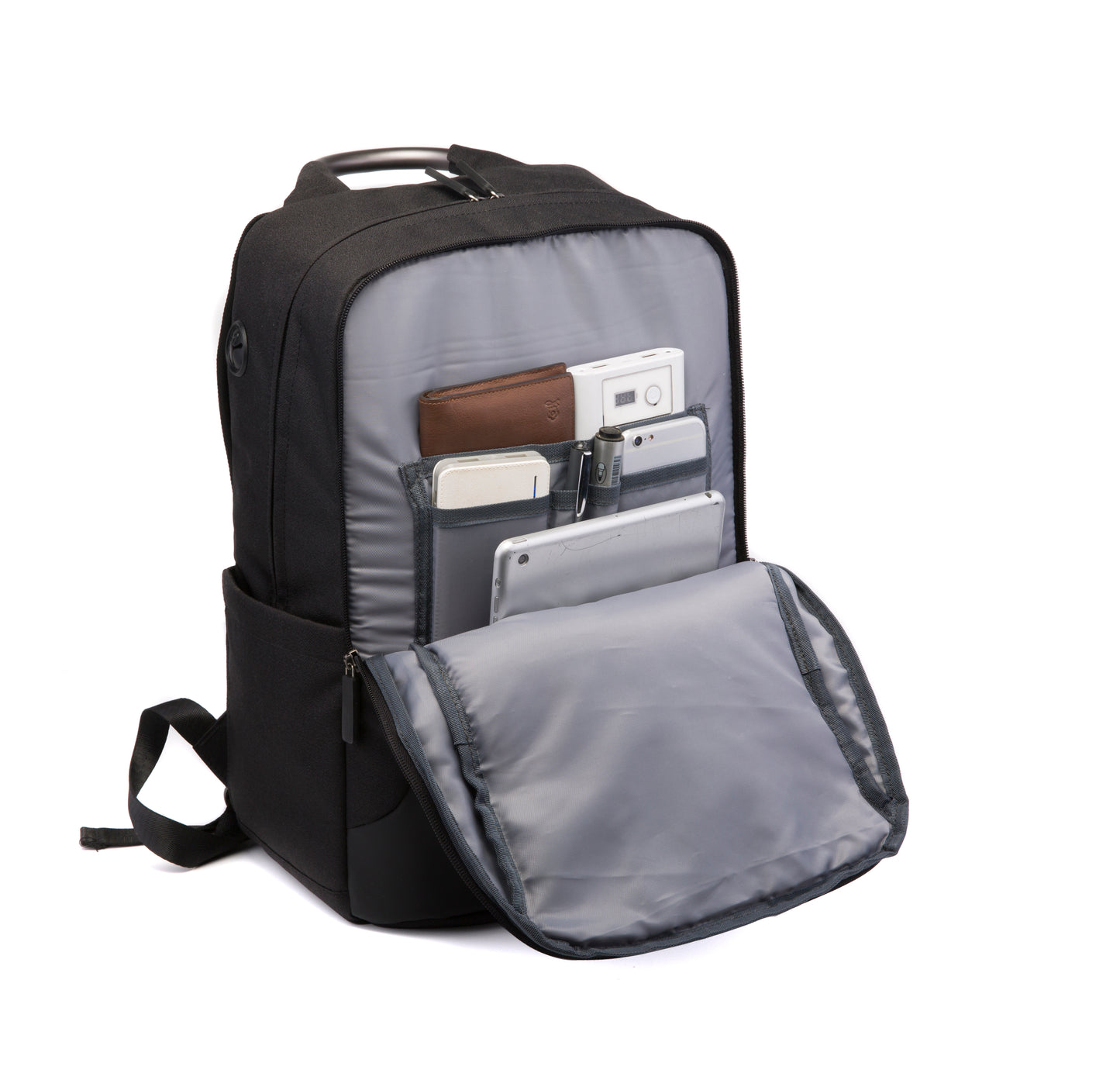 Black Backpack, Laptop Backpack 15.6 Inch Mens Rucksack Work School Bag with USB Charging Port Waterproof Day pack for Business Travel College..