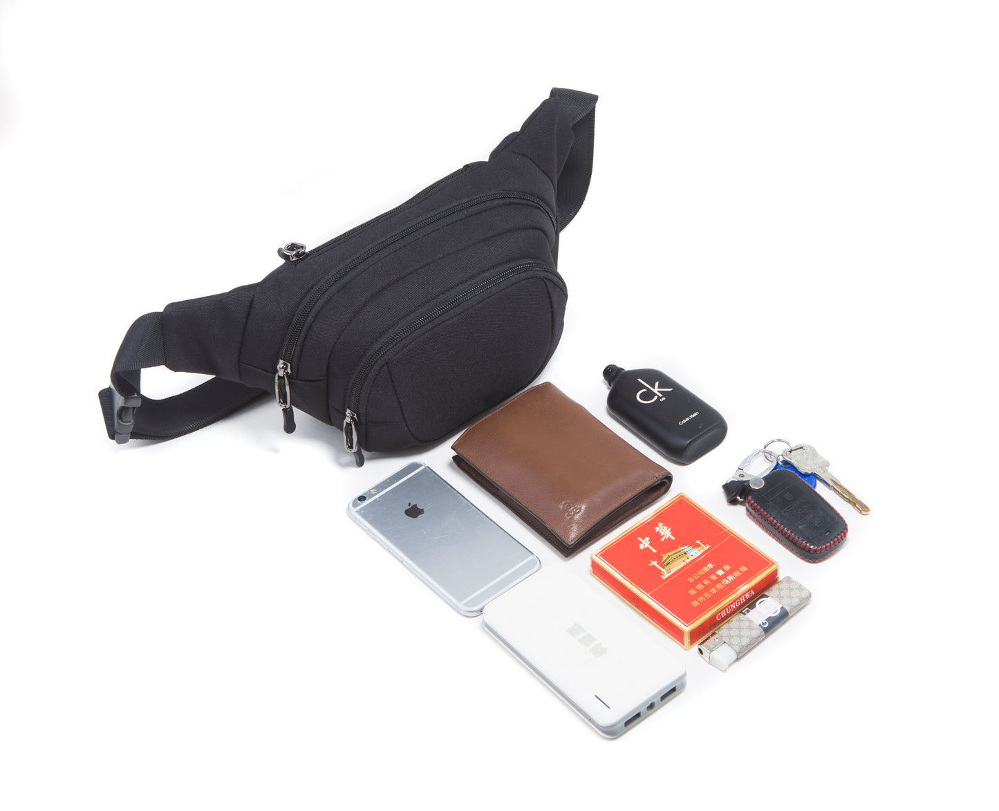 Crossbody Fanny Pack with 3-Zipper Pockets,Workout Traveling Running Casual Phone Bag Carrying All Phones