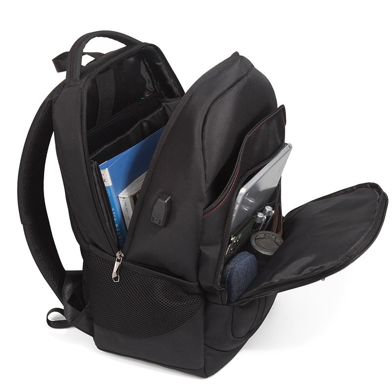 Black Backpack, Laptop Backpack 15.6 Inch Mens Rucksack 3 sizes Work School Bag with USB Charging Port Waterproof Day pack for Business Travel College...