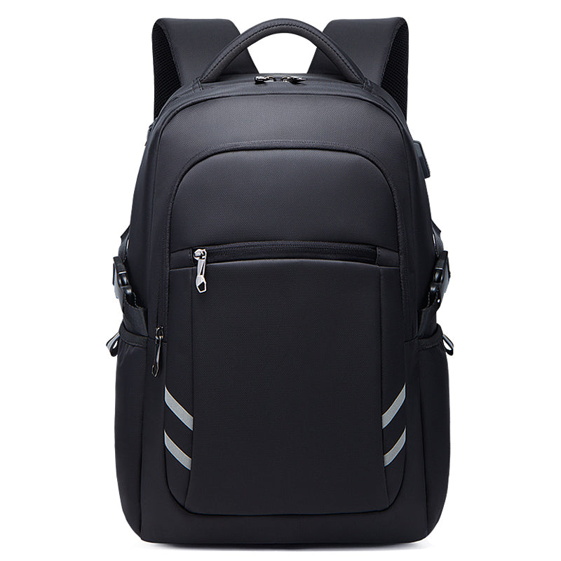 30 L Large size Black Backpack for School, College, and Travel: Water Resistant Bookbag with USB charge port