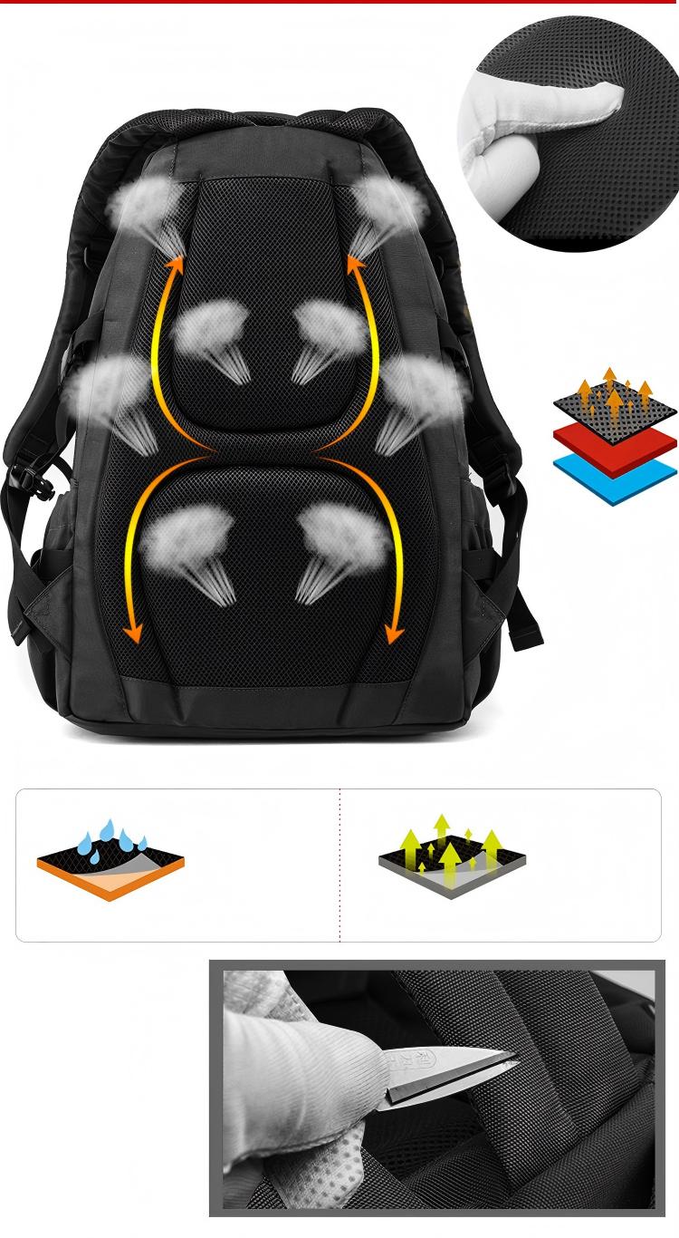 34L  Backpack for School Work Hiking Camping Travelling, Breathable Padded Back & Straps, 3 Zip Compartments,USB/Headphone Port, Water Resistant