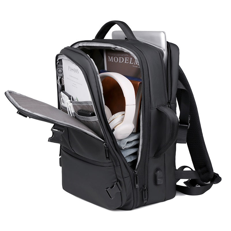 Expandable Travel Backpack, Extra Large Carry On Backpack 35L-45L,  fits 17.3 Inch Laptop for Men Women Traveling Businesss with USB Charging Port